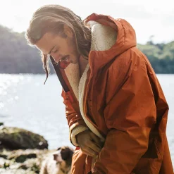 Surf Accessories|Surf Accessories|Passenger Escapism Recycled Sherpa Lined Changing Robe - Rust