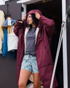 Surf Accessories|Surf Accessories|Passenger Escapism Recycled Sherpa Lined Changing Robe - Windsor Wine WindsorWine