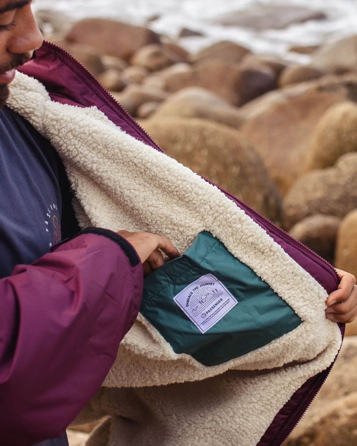 Surf Accessories|Surf Accessories|Passenger Escapism Recycled Sherpa Lined Changing Robe - Windsor Wine WindsorWine