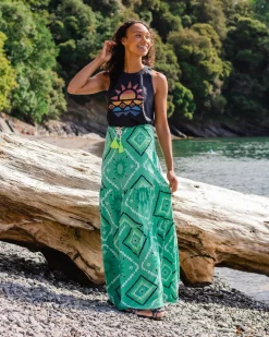 Dresses|Dresses & Skirts|Passenger Fareway Recycled Cotton Maxi Skirt - Sunburst Green Spruce SunburstGreenSpruce