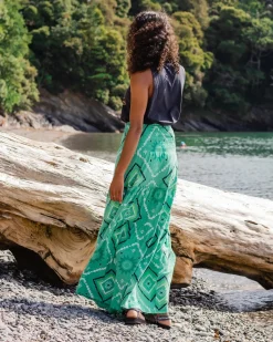 Dresses|Dresses & Skirts|Passenger Fareway Recycled Cotton Maxi Skirt - Sunburst Green Spruce SunburstGreenSpruce