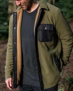 Fleece|Shirts|Passenger Firelight Sherpa Lined Shirt Jacket - Khaki Green KhakiGreen