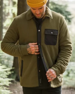 Fleece|Shirts|Passenger Firelight Sherpa Lined Shirt Jacket - Khaki Green KhakiGreen