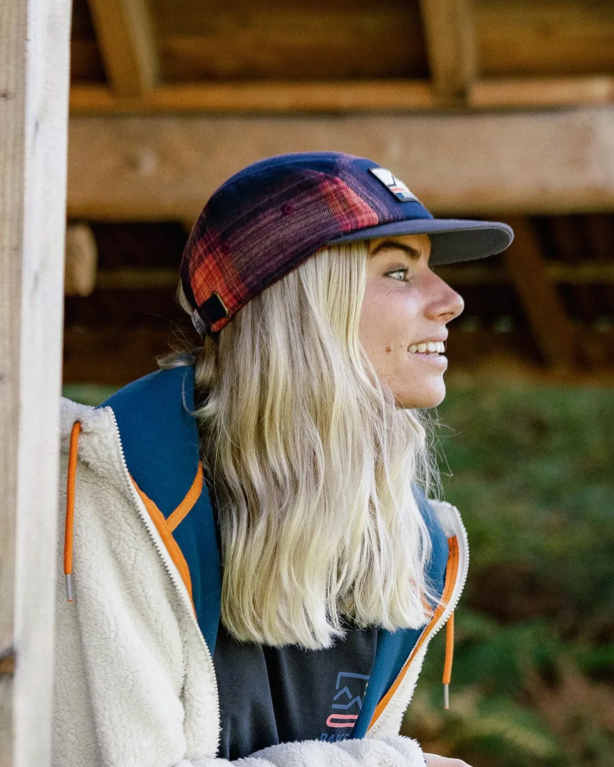 Hats & Caps|Passenger Fixie Recycled Flannel 5 Panel Hat - Rich Navy/ Red Ochre Check RichNavy/RedOchreCheck