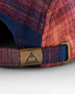 Hats & Caps|Passenger Fixie Recycled Flannel 5 Panel Hat - Rich Navy/ Red Ochre Check RichNavy/RedOchreCheck