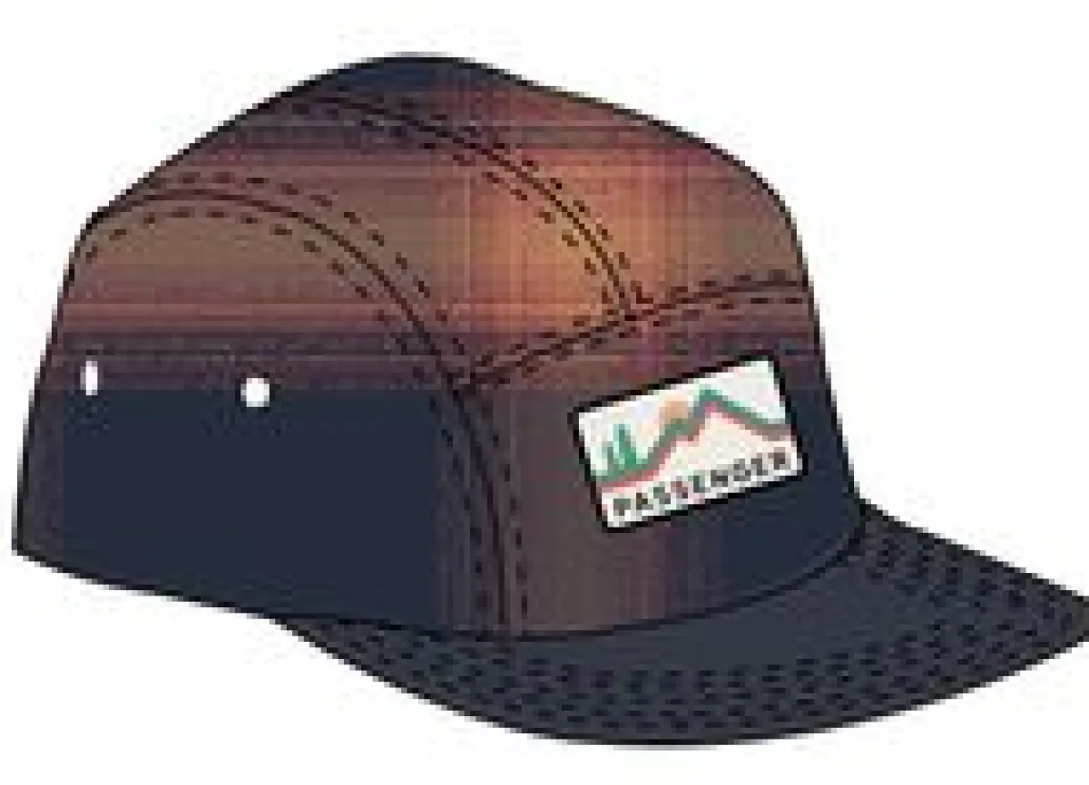 Hats & Caps|Passenger Fixie Recycled Flannel 5 Panel Hat - Rich Navy/ Red Ochre Check RichNavy/RedOchreCheck