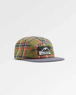 Hats & Caps|Passenger Fixie Recycled Flannel 5 Panel Hat - Khaki Green Check KhakiGreenCheck