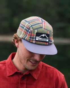 Hats & Caps|Passenger Fixie Recycled Flannel 5 Panel Hat - Khaki Green Check KhakiGreenCheck