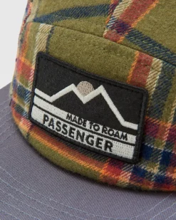 Hats & Caps|Passenger Fixie Recycled Flannel 5 Panel Hat - Khaki Green Check KhakiGreenCheck