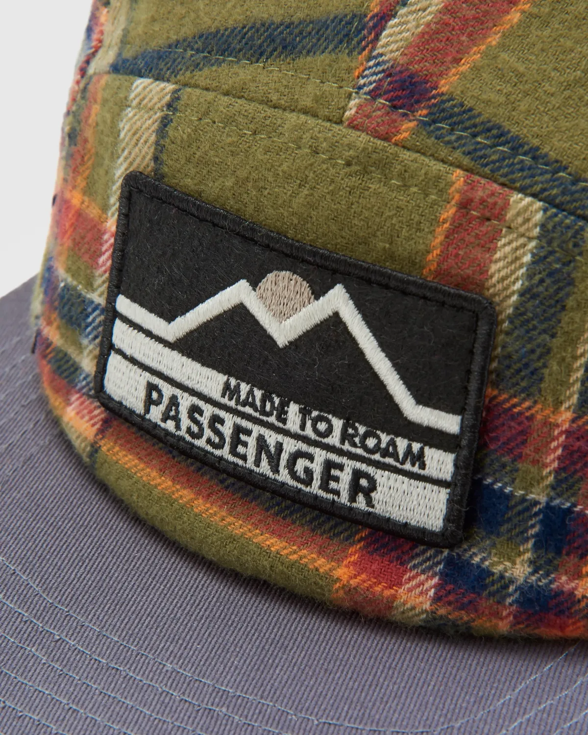 Hats & Caps|Passenger Fixie Recycled Flannel 5 Panel Hat - Khaki Green Check KhakiGreenCheck