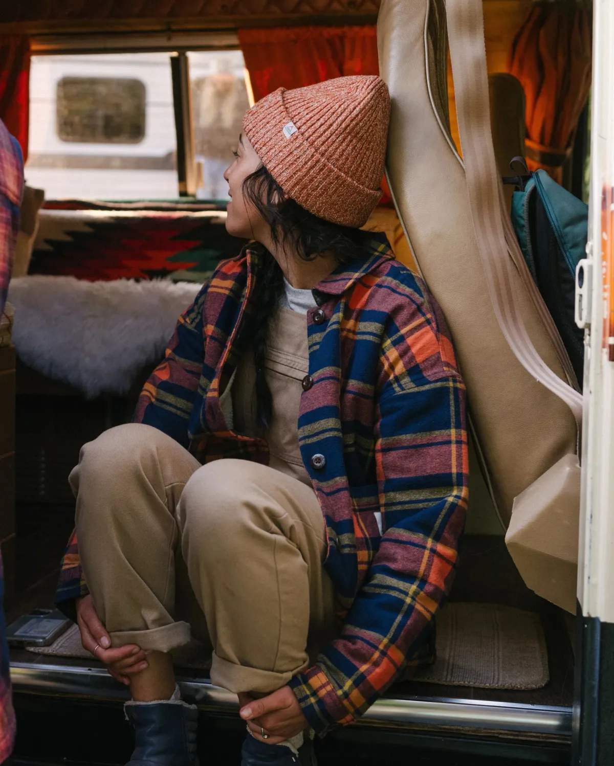 Shirts|Shirts|Passenger Flint Organic Cotton Shirt Jacket - Rich Navy/Burnt Orange RichNavy/BurntOrange