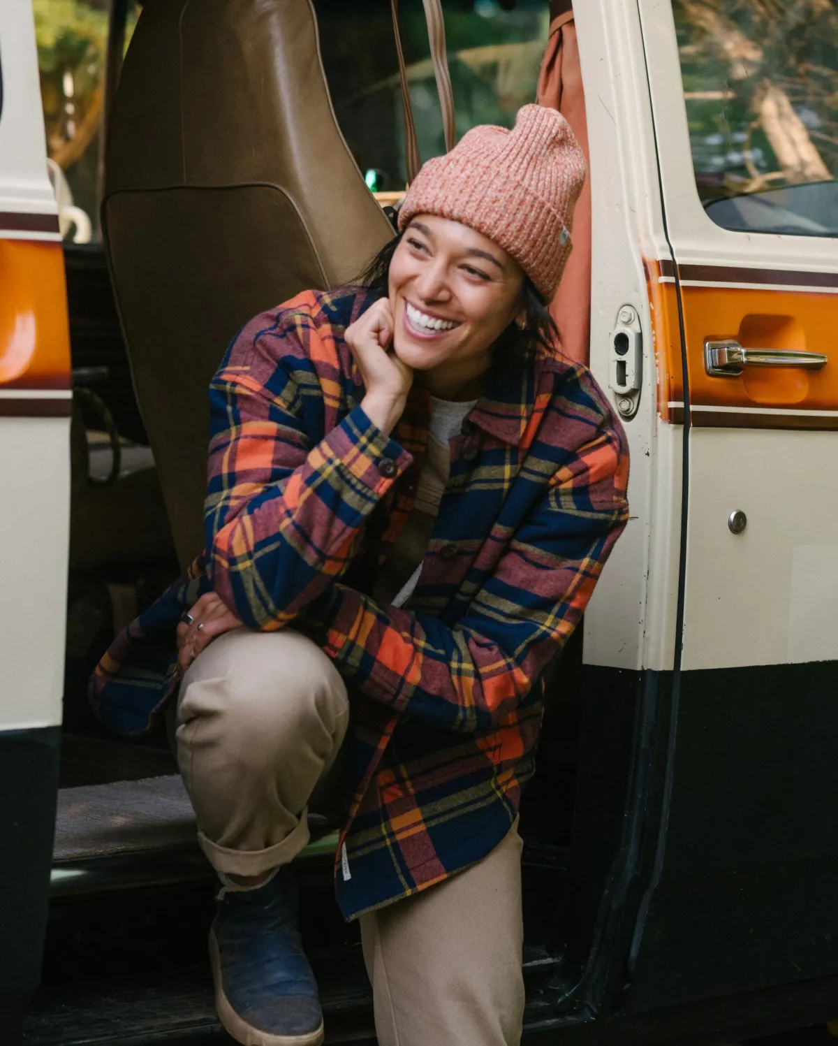 Shirts|Shirts|Passenger Flint Organic Cotton Shirt Jacket - Rich Navy/Burnt Orange RichNavy/BurntOrange