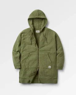 Hoodies|Hoodies & Sweatshirts|Passenger Getaway Recycled Quilted Full Zip Hoodie - Khaki Green KhakiGreen