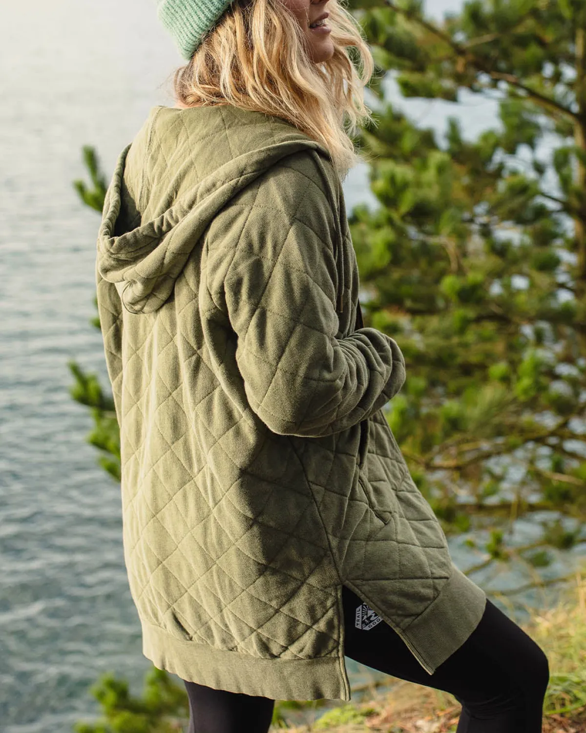 Hoodies|Hoodies & Sweatshirts|Passenger Getaway Recycled Quilted Full Zip Hoodie - Khaki Green KhakiGreen