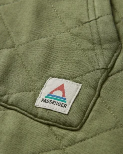 Hoodies|Hoodies & Sweatshirts|Passenger Getaway Recycled Quilted Full Zip Hoodie - Khaki Green KhakiGreen