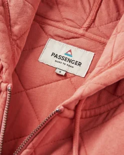 Hoodies|Hoodies & Sweatshirts|Passenger Getaway Recycled Quilted Full Zip Hoodie - Burnt Orange BurntOrange