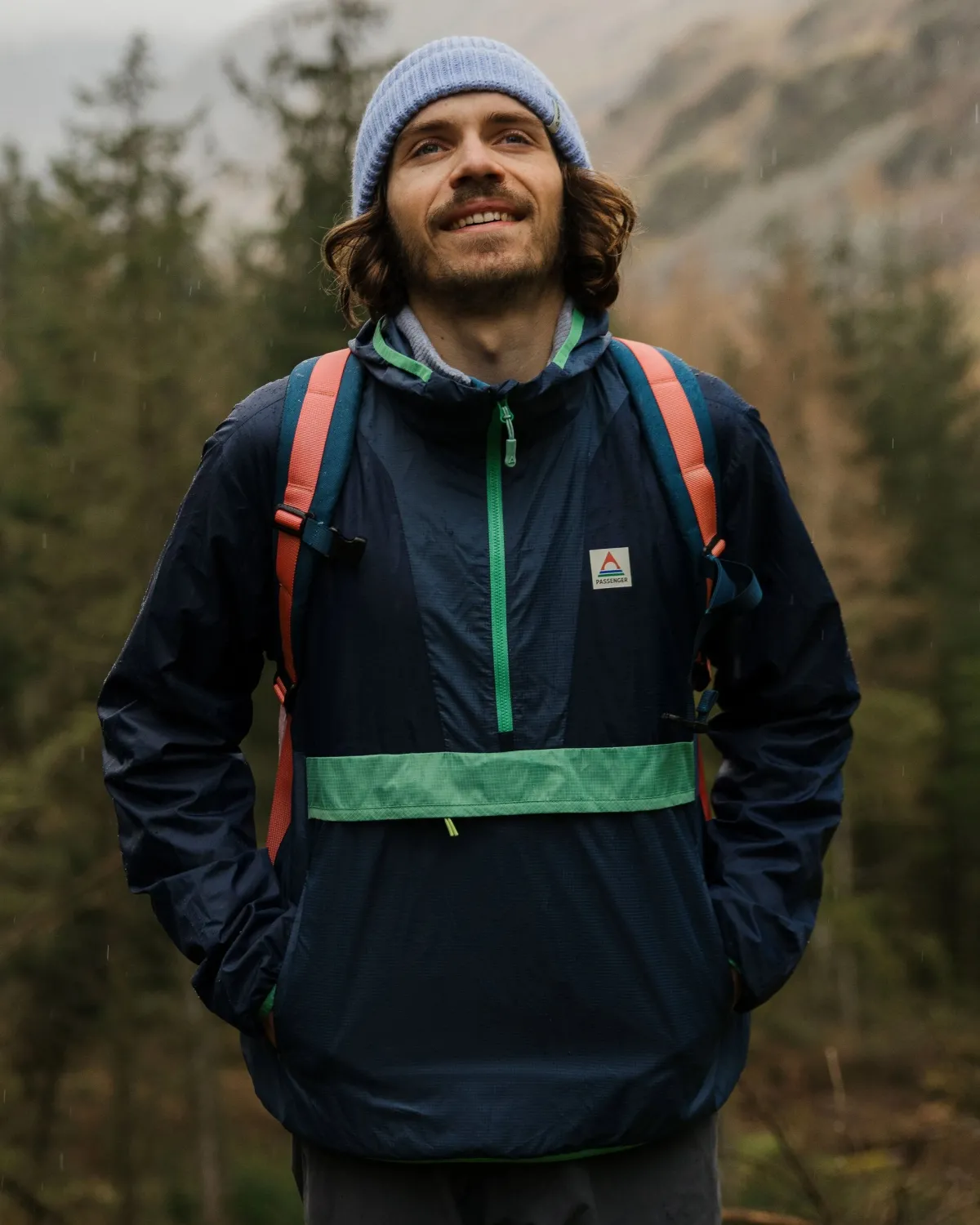 Jackets|Outdoor Active|Passenger Gusto Recycled Windshell Pullover - Rich Navy/Dark Denim RichNavy/DarkDenim