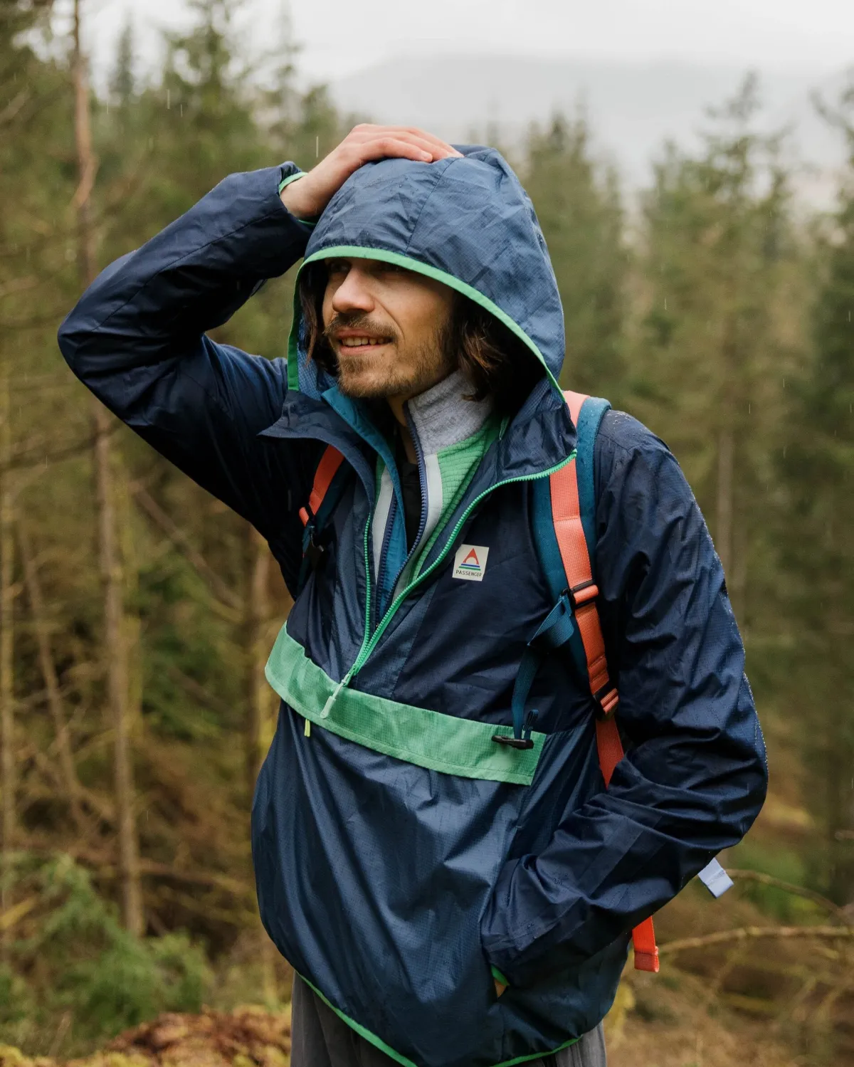 Jackets|Outdoor Active|Passenger Gusto Recycled Windshell Pullover - Rich Navy/Dark Denim RichNavy/DarkDenim