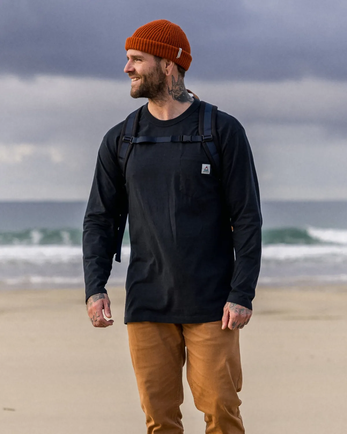 T-Shirts & Tank Tops|T-Shirts & Tank Tops|Passenger Heritage Recycled Relaxed Fit Long Sleeve T-Shirt - Black