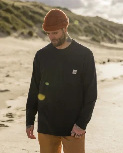 T-Shirts & Tank Tops|T-Shirts & Tank Tops|Passenger Heritage Recycled Relaxed Fit Long Sleeve T-Shirt - Black