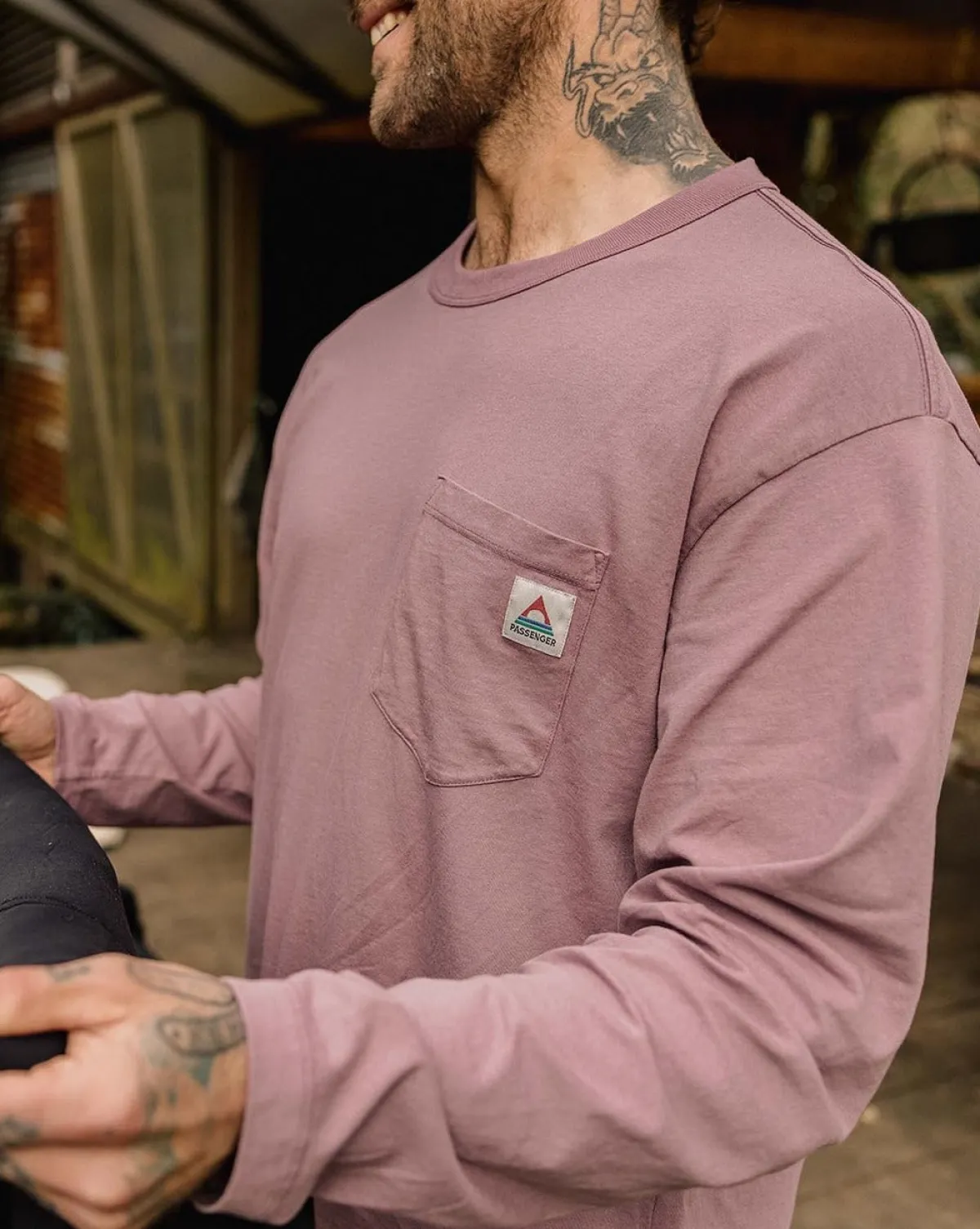 T-Shirts & Tank Tops|T-Shirts & Tank Tops|Passenger Heritage Recycled Relaxed Fit Long Sleeve T-Shirt - Grape