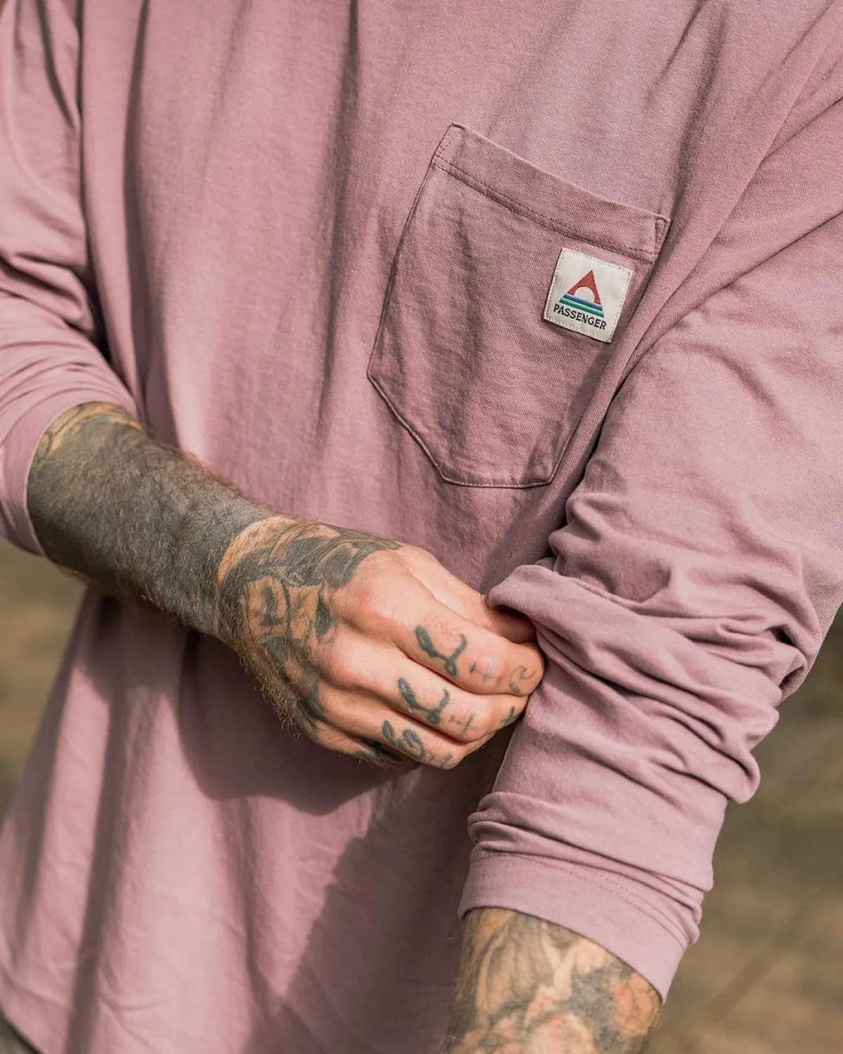 T-Shirts & Tank Tops|T-Shirts & Tank Tops|Passenger Heritage Recycled Relaxed Fit Long Sleeve T-Shirt - Grape