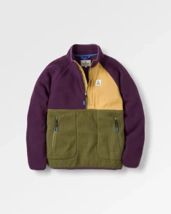 Fleece|Fleece|Passenger Home Recycled Sherpa Fleece - Deep Plum/Khaki Green DeepPlum/KhakiGreen