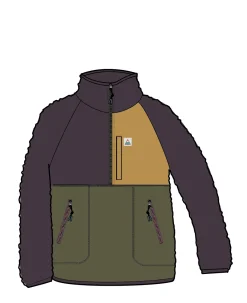 Fleece|Fleece|Passenger Home Recycled Sherpa Fleece - Deep Plum/Khaki Green DeepPlum/KhakiGreen