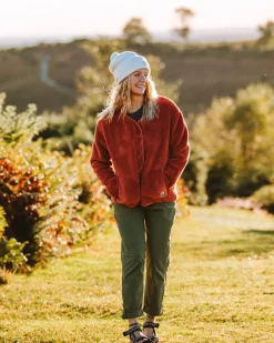 Fleece|Jackets|Passenger Iris Collarless Recycled Fleece Jacket - Baked Clay BakedClay