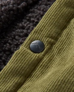 Shirts|Overshirts|Passenger Kodiak 2.0 Sherpa Lined Cord Shirt Jacket - Khaki Green KhakiGreen