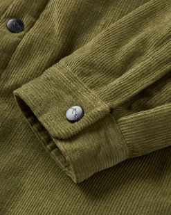 Shirts|Overshirts|Passenger Kodiak 2.0 Sherpa Lined Cord Shirt Jacket - Khaki Green KhakiGreen