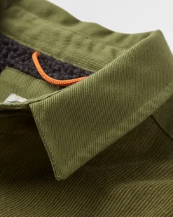 Shirts|Overshirts|Passenger Kodiak 2.0 Sherpa Lined Cord Shirt Jacket - Khaki Green KhakiGreen