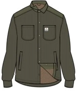 Shirts|Overshirts|Passenger Kodiak 2.0 Sherpa Lined Cord Shirt Jacket - Khaki Green KhakiGreen