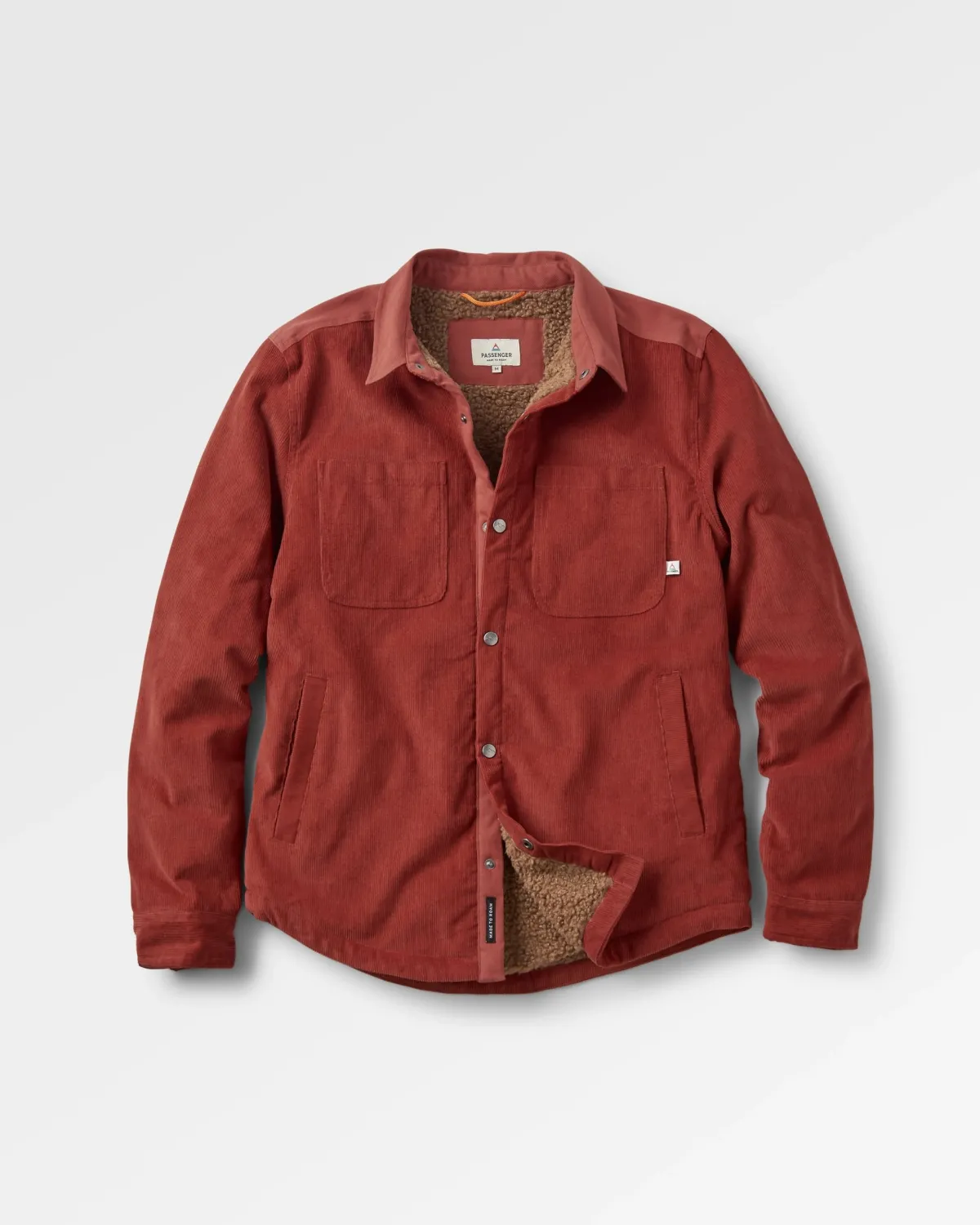 Shirts|Overshirts|Passenger Kodiak 2.0 Sherpa Lined Cord Shirt Jacket - Red Ochre RedOchre