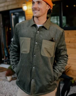 Overshirts|Passenger Kodiak Sherpa Lined Cord Shirt Jacket - Dusty Olive DustyOlive