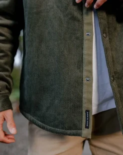 Overshirts|Passenger Kodiak Sherpa Lined Cord Shirt Jacket - Dusty Olive DustyOlive