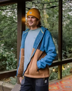 Fleece|Passenger Loch Hooded Recycled Polar Fleece - Toffee/Blue Steel Toffee/BlueSteel