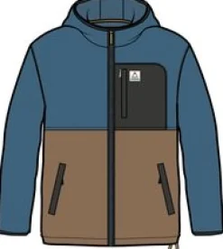 Fleece|Passenger Loch Hooded Recycled Polar Fleece - Toffee/Blue Steel Toffee/BlueSteel