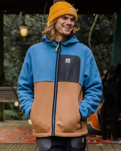 Fleece|Passenger Loch Hooded Recycled Polar Fleece - Toffee/Blue Steel Toffee/BlueSteel