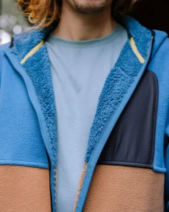 Fleece|Passenger Loch Hooded Recycled Polar Fleece - Toffee/Blue Steel Toffee/BlueSteel