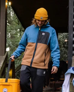 Fleece|Passenger Loch Hooded Recycled Polar Fleece - Toffee/Blue Steel Toffee/BlueSteel