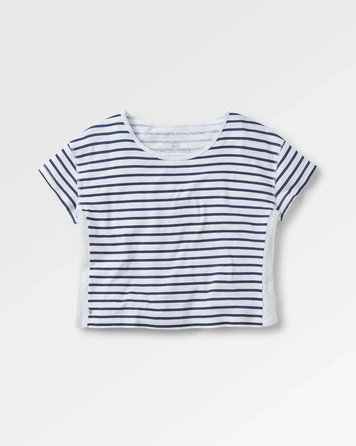 T-Shirts & Tank Tops|Tops & T-Shirts|Passenger Magnolia Recycled Cotton Crochet Trim T-Shirt - Navy Stripe NavyStripe