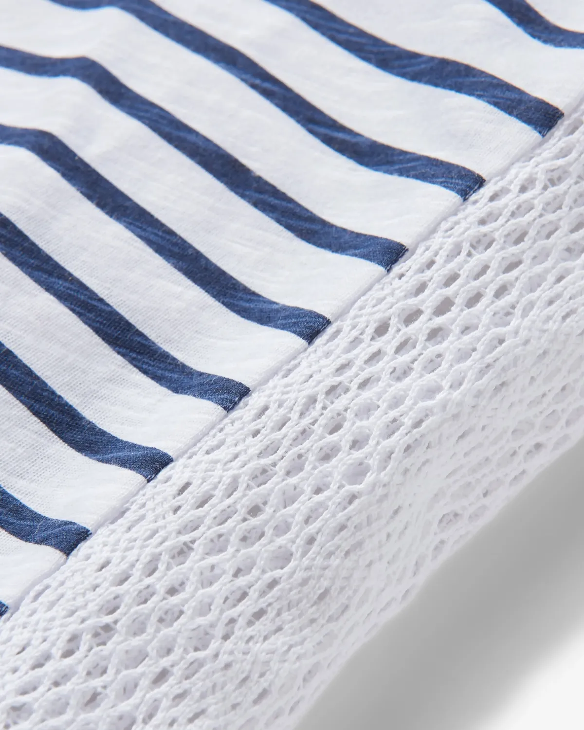 T-Shirts & Tank Tops|Tops & T-Shirts|Passenger Magnolia Recycled Cotton Crochet Trim T-Shirt - Navy Stripe NavyStripe