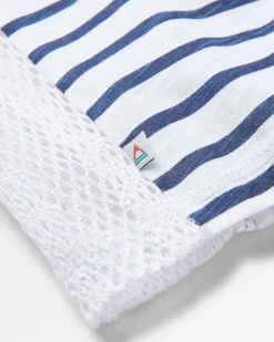 T-Shirts & Tank Tops|Tops & T-Shirts|Passenger Magnolia Recycled Cotton Crochet Trim T-Shirt - Navy Stripe NavyStripe