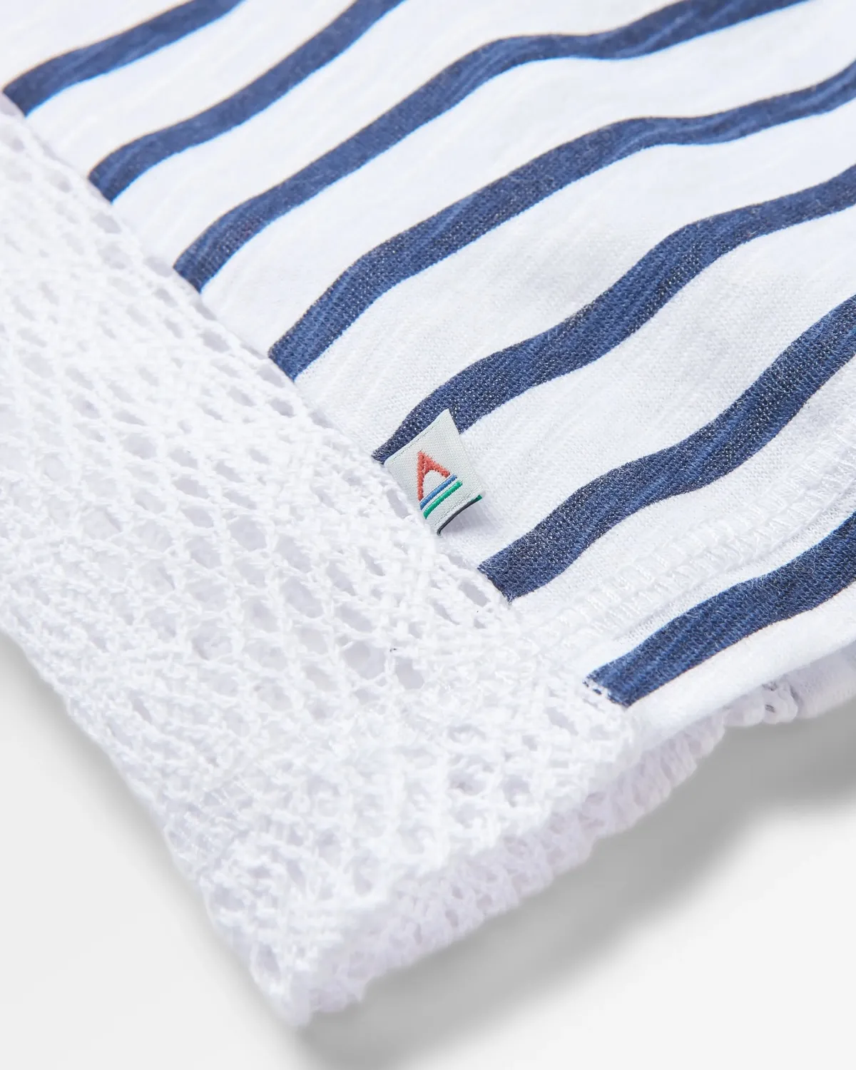 T-Shirts & Tank Tops|Tops & T-Shirts|Passenger Magnolia Recycled Cotton Crochet Trim T-Shirt - Navy Stripe NavyStripe