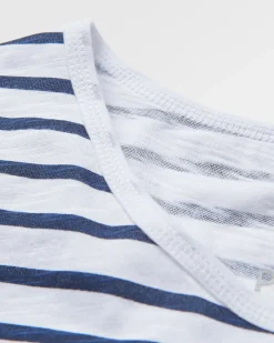 T-Shirts & Tank Tops|Tops & T-Shirts|Passenger Magnolia Recycled Cotton Crochet Trim T-Shirt - Navy Stripe NavyStripe