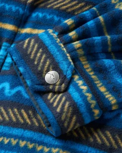 Shirts|Shirts|Passenger Maple Polar Recycled Fleece Shirt - Patchwork Stripe Tidal Blue PatchworkStripeTidalBlue