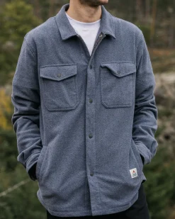 Shirts|Shirts|Passenger Maple Recycled Polar Fleece Long Sleeve Shirt - Navy Marl NavyMarl