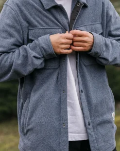 Shirts|Shirts|Passenger Maple Recycled Polar Fleece Long Sleeve Shirt - Navy Marl NavyMarl