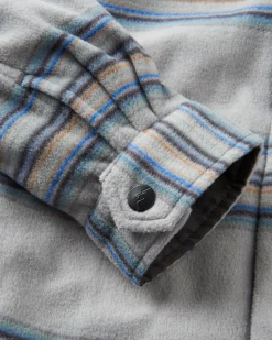 Fleece|Fleece|Passenger Maple Recycled Polar Fleece Long Sleeve Shirt - Steel Grey Stripe SteelGreyStripe